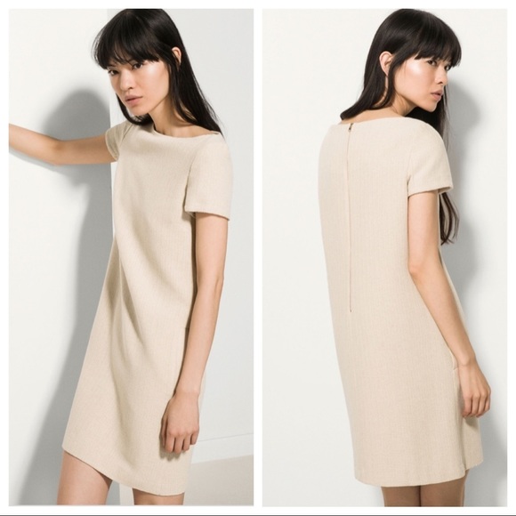 NWT Massimo Dutti Beige A-line Mini Dress. Size 6. - Picture 1 of 8